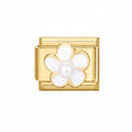 Charm fleur blanche avec perle